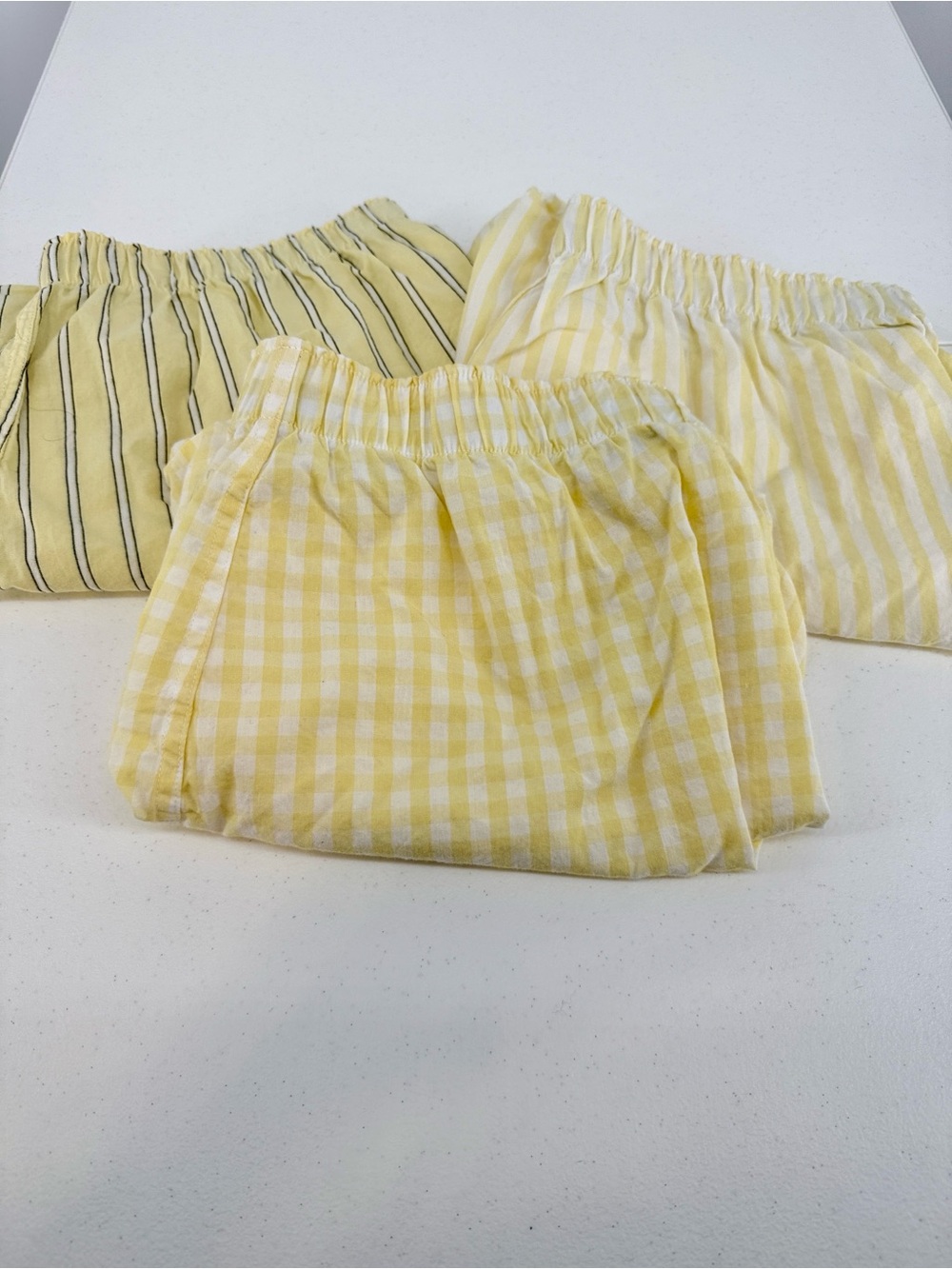 GAP Lot of 3 Yellow and White Gingham Elastic Waist Boxers NWOT